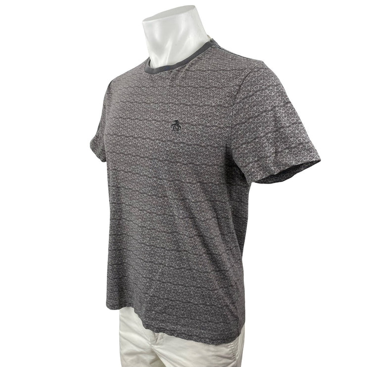 Penguin Men's Gray Geometric Logo Short Sleeve Crewneck T Shirt Tee Top Size M