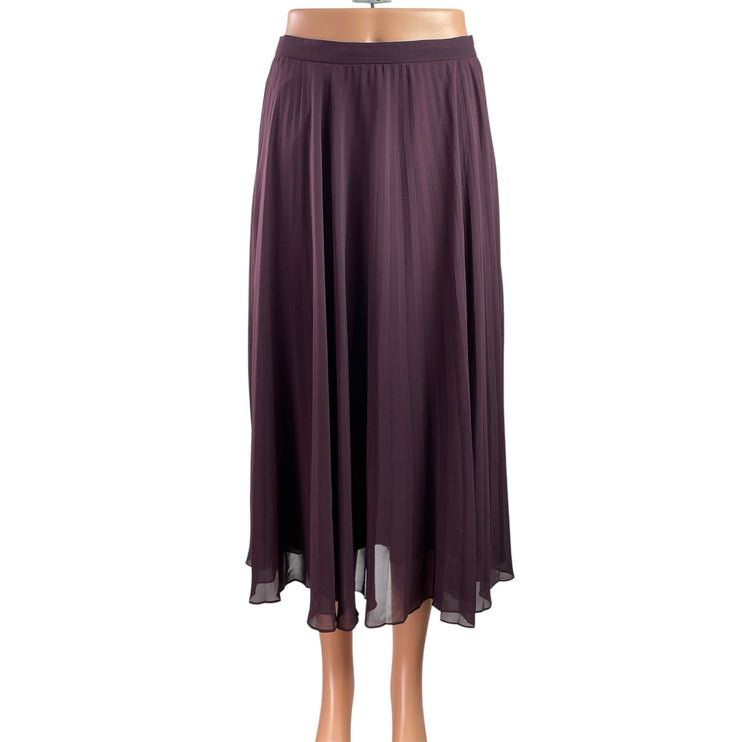 Club Monaco Purple High Rise Elastic Waist Pleated A Line Midi Skirt Size S