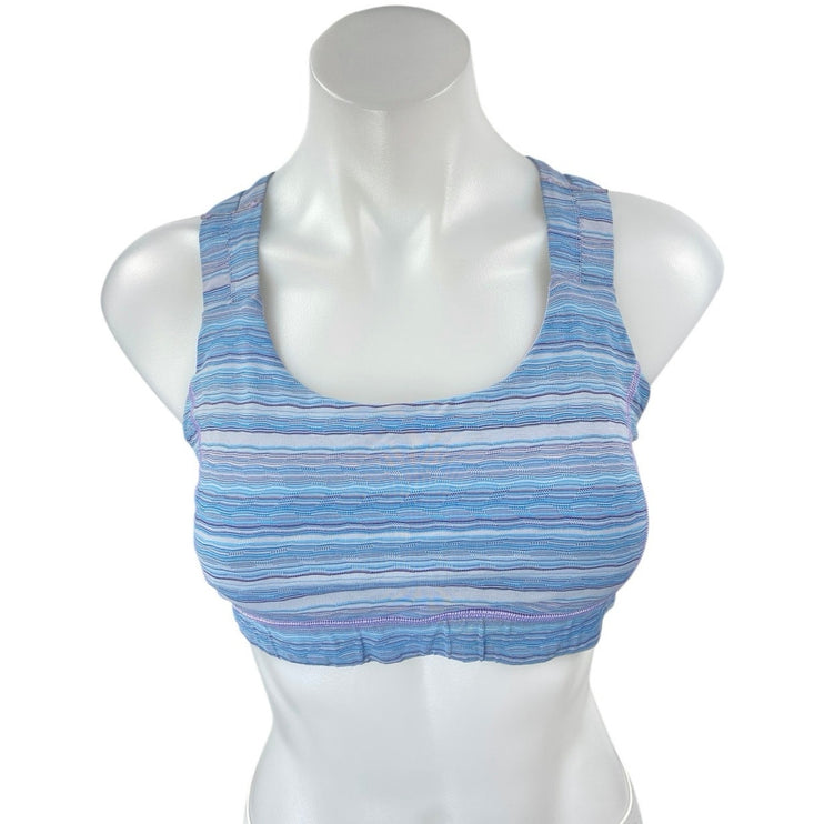 Lululemon Women's Blue Striped Sleeveless Athletic Sports Bra Crop Tank Top 10