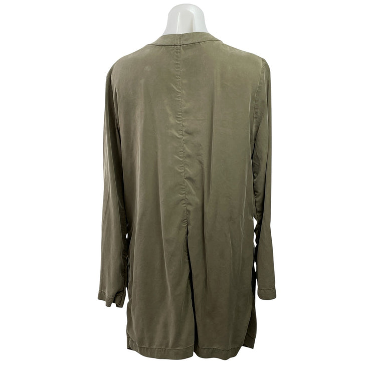 Lila Rose Olive Green Drape Waterfall Long Sleeve Open Cardigan Sweater Top Sz M