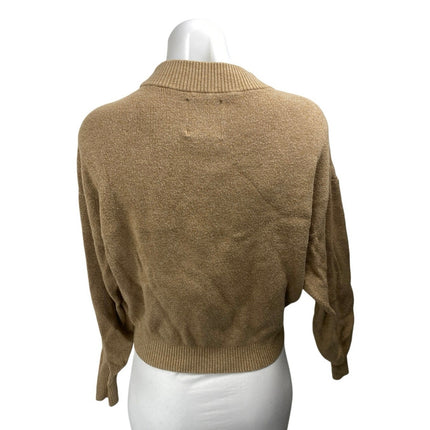 Abercrombie & Fitch Women Tan Beige Long Sleeve Mock Neck Sweater Top Size XS