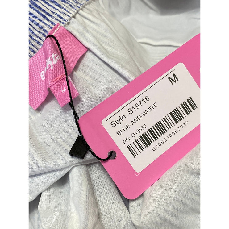 NEW Edikted Blue White Seersucker Striped Tiered Lace A Line Mini Skirt Size M