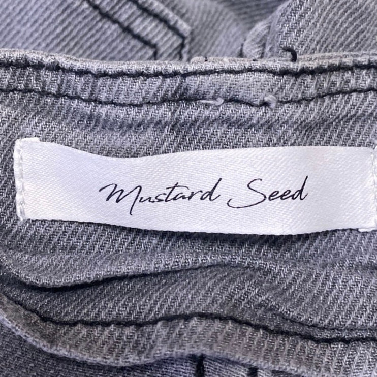 Mustard Seed Women's Gray High Waisted Button Fly Tie Waist Denim Jeans Size S