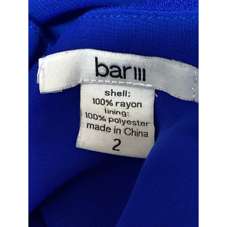 Bar III Women's Royal Blue Ruffled Long Sleeve Mini Flare Skater A-Line Dress 2