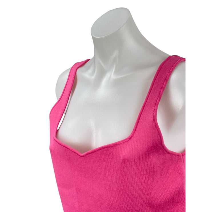 Zara Women's Pink Sleeveless Sweetheart Rib Knit Cami Camisole Tank Top Size L