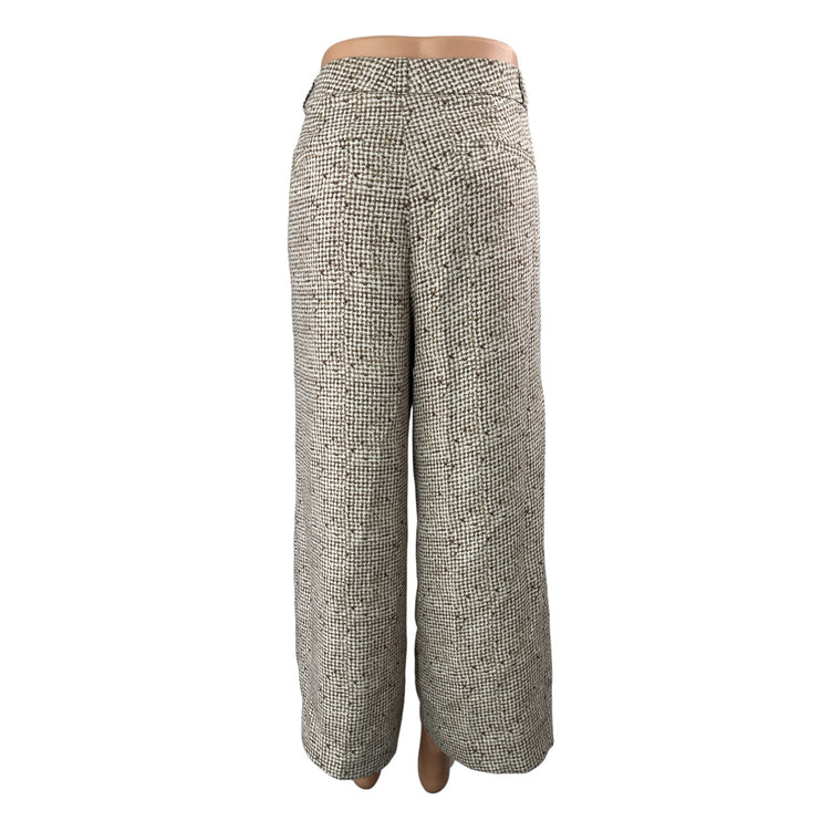Banana Republic Blake Brown White High Rise Wide Leg Cropped Trousers Pants 6