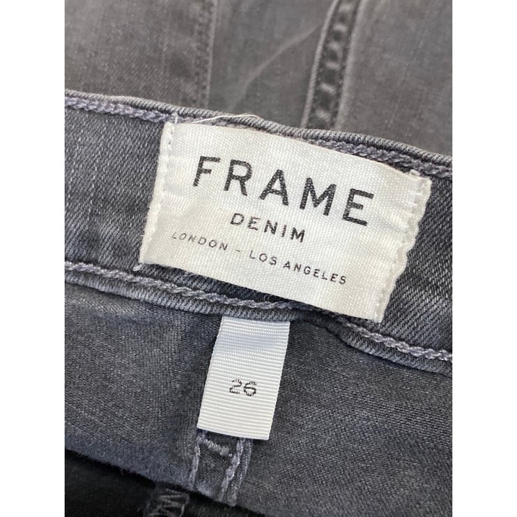 Frame Women's Black Frayed Hem High Rise Bootcut Flare Denim Jeans Pants Size 26