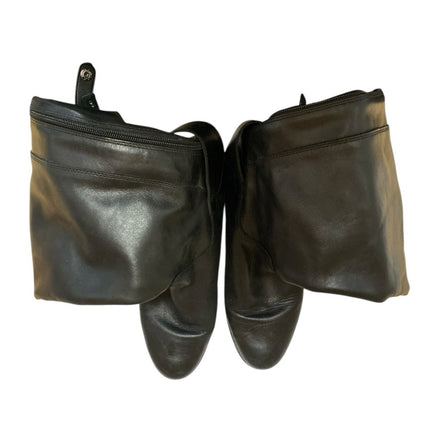 Sam Edelman Mikala Women's Leather Black Strap Zip Up Knee High Boots Size 10