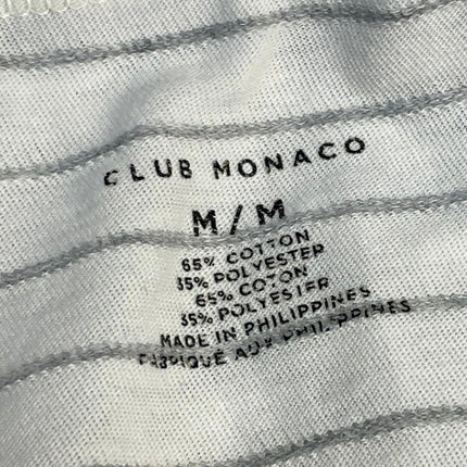 Club Monaco Men's White Striped Crewneck Long Sleeve Pullover Tee T-shirt Top M