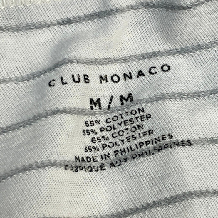 Club Monaco Men's White Striped Crewneck Long Sleeve Pullover Tee T-shirt Top M
