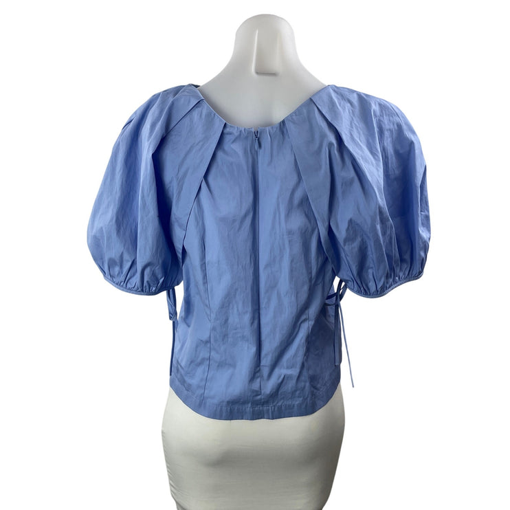 Banana Republic Women's Blue Short Balloon Sleeve Cotton Blouse Top Size 6