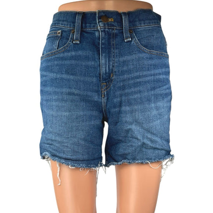 J.Crew Women's Blue High Waisted Medium Wash Cut-Off Denim Jeans Shorts Size 26