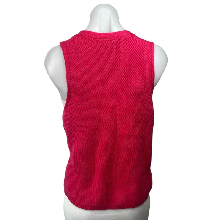 Love by Design Pink Sleeveless Pearl Button V-neck Knit Sweater Vest Tank Top XL