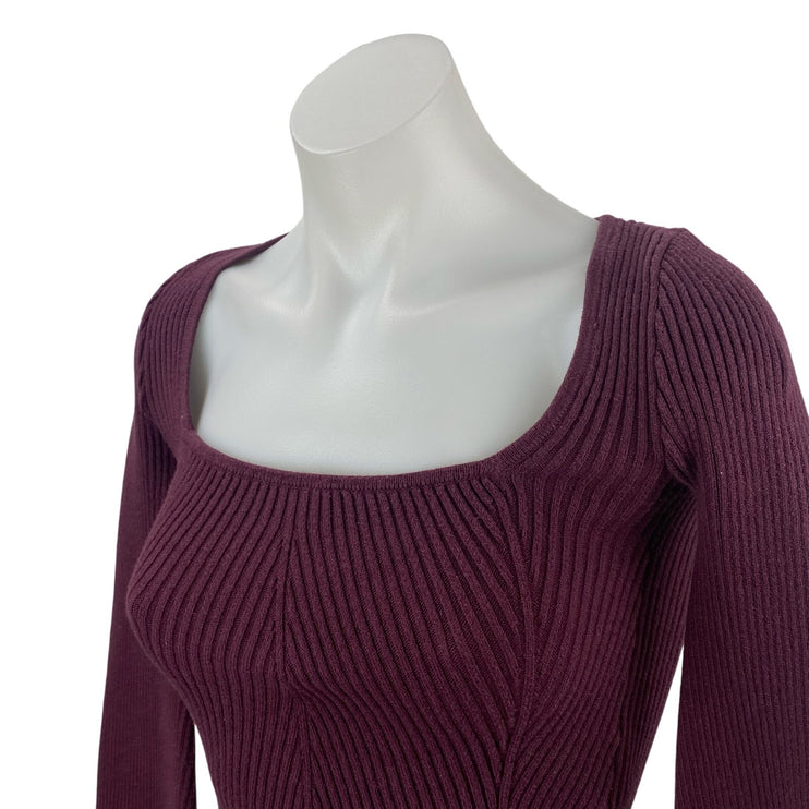 Hollister Women's Purple Long Sleeve Ribbed Knit Cropped Sweater Top Size XS