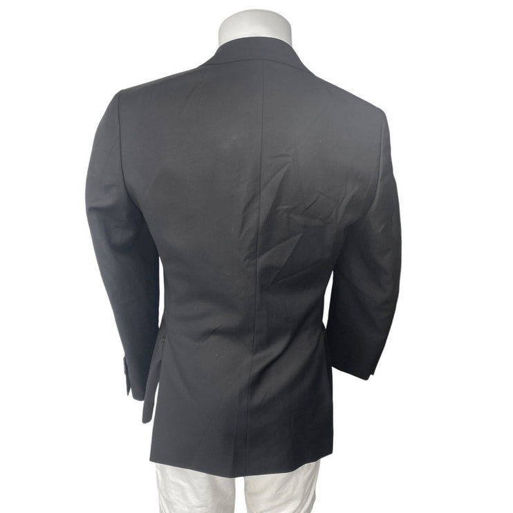 Vitale Barberis Canonico Lazio Black Wool Long Sleeve Slim Blazer Jacket Size S