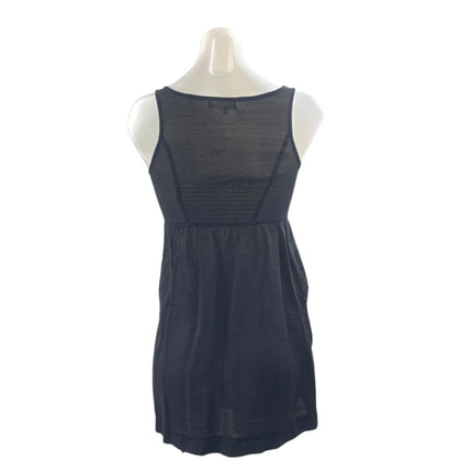 Kanvas Women's Black Floral Embroidery Sleeveless Mini Tank Flare A-Line Dress S