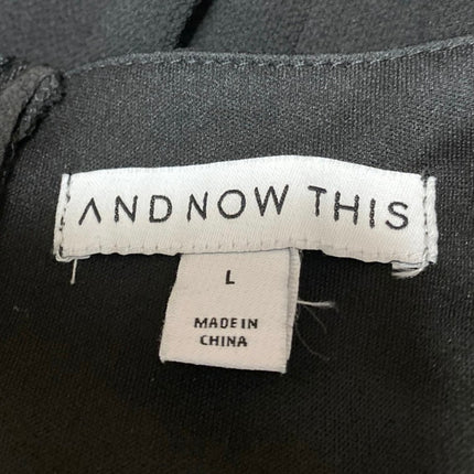 And Now This Women's Black Sleeveless Ruffle Sleeve Flounce Midi A-Line Dress L