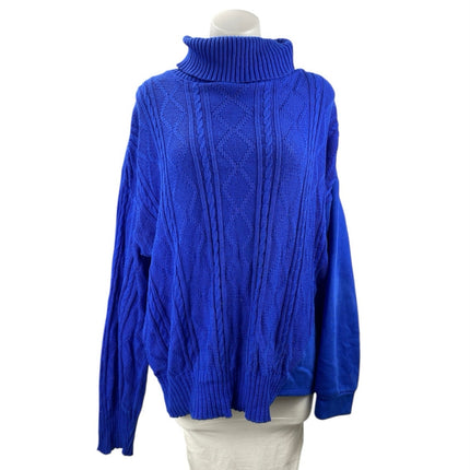 Zara Women's Blue Long Sleeve Turtleneck Cable Knit Chunky Sweater Top Size L