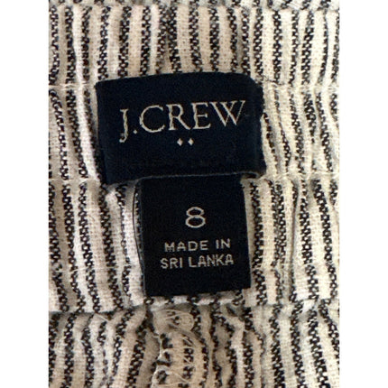 J.Crew Women's White Linen Striped Mid Rise Tapered Trousers Jogger Pants Size 8