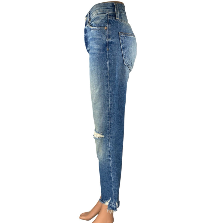 Trave Women's Blue High Waisted Distressed Straight Leg Denim Jeans Size 25