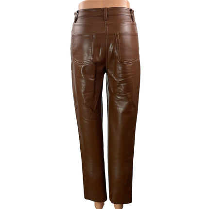 Aritzia Wilfred The Melina Women's Brown Faux Leather Casual Trouser Pants Sz 2