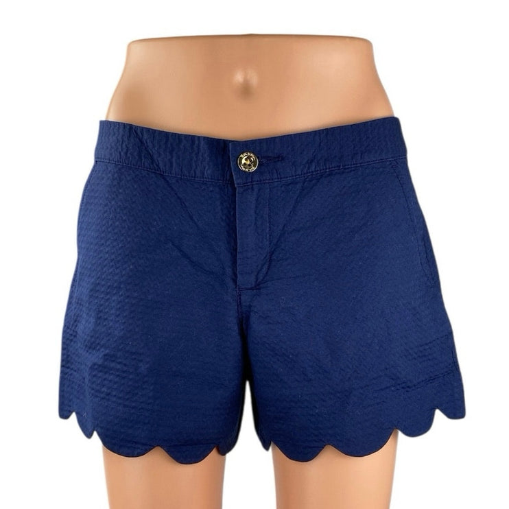 NEW Lilly Pulitzer Buttercup Women's Blue Low Rise Scalloped Hem Mini Shorts 2