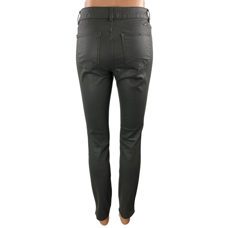 Massimo Dutti Women's Black Coated High Rise Slim Skinny Denim Jeans Size 4