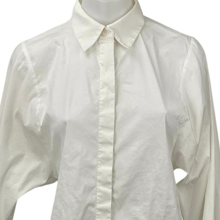 COS White Collared Long Sleeve Office Business Button Down Shirt Blouse Top Sz 4