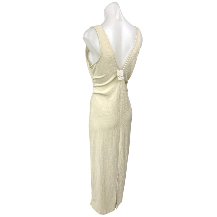 NEW Free People FB Beach Cream Summer Khaki Layla Deep V Maxi Dress Size XS