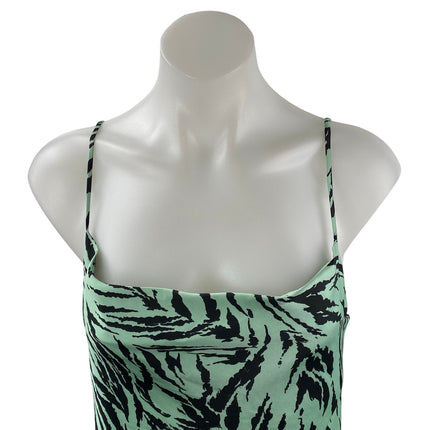 WAYF Influencing Satin Tiger Print Cowl Neck Sleeveless Midi Tank Slip Dress S