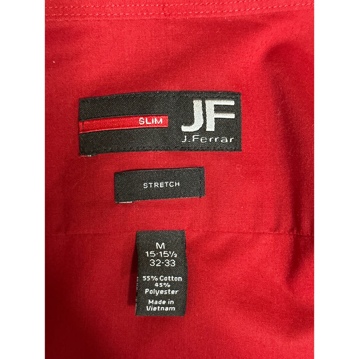 J.Ferrar JF Men's Red Stretch Long Sleeve Button Down Shirt Top Size M 15/15.5