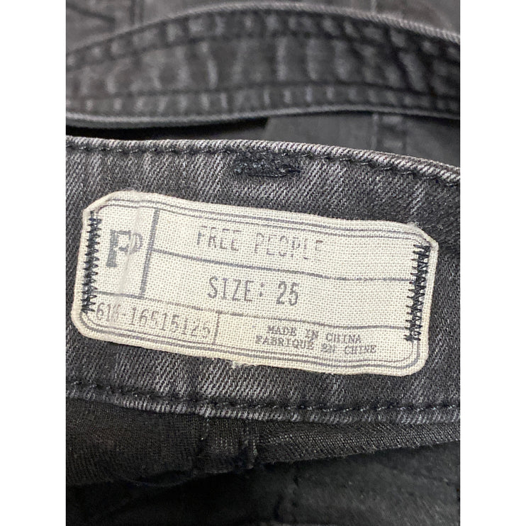 Free People Women's Gray Sleeveless Skinny Denim Dungarees Overalls Jumpsuit 25