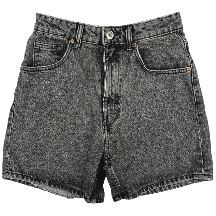 Zara Black Washed Cotton High Rise Casual Boyfriend Denim Jean Shorts Size 4