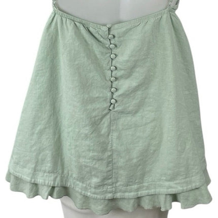 Princess Polly Empress of Love Green Linen Ruffle Mini Cami Tank A-Line Dress 12