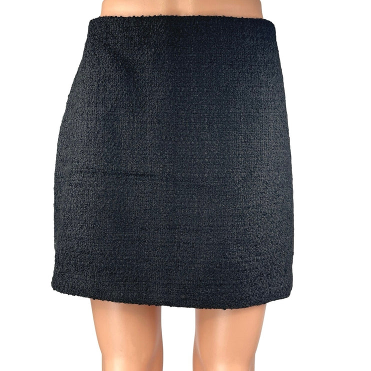 H&M Women's Black High Waisted Textured Zip Casual Pencil Mini Skirt Size 6
