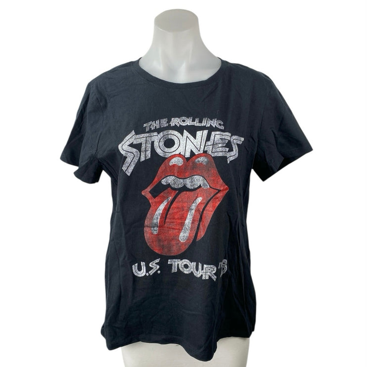 The Rolling Stones US Tour 1978 Black Short Sleeve Rock Band Tee T-shirt Top L