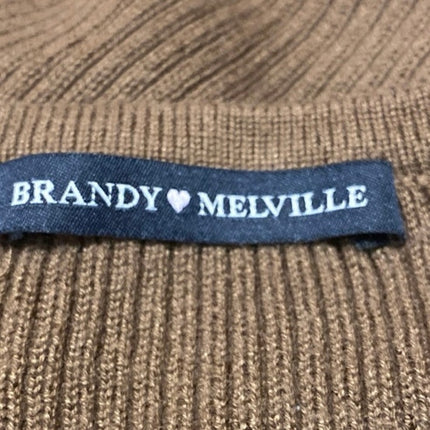 Brandy Melville Brown Long Sleeve Ribbed Knit Button Down Cardigan Sweater S