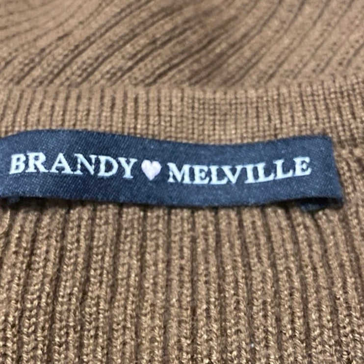 Brandy Melville Brown Long Sleeve Ribbed Knit Button Down Cardigan Sweater S