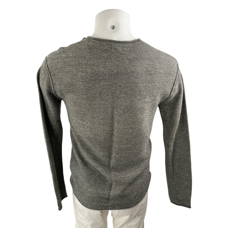H&M Men's Gray Crew Neck Long Sleeve Knit T Shirt Tee Basic Sweater Top Size XS