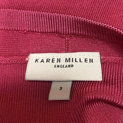 Karen Millen Red Knit Short Sleeve V Neck Tiered Ruffle Mini Bodycon Dress Sz 3