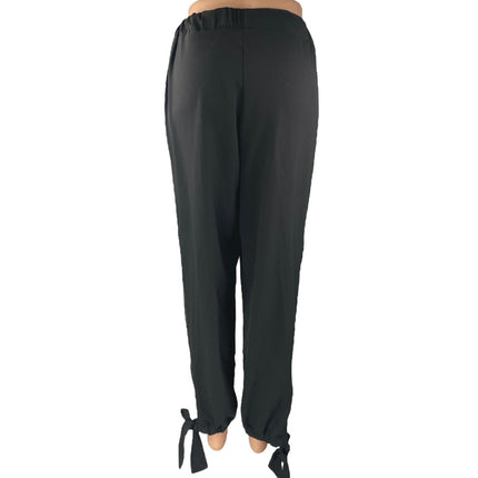 Megan Renee Fly Girl Black Elastic Waist Tapered Tie Leg Trousers Pants Size S