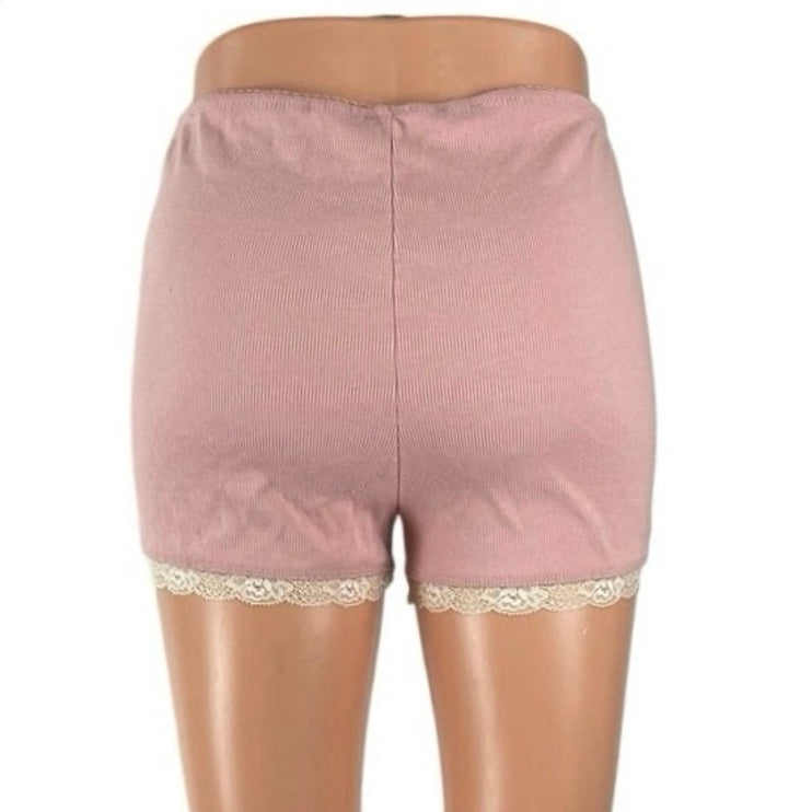 Princess Polly Pink Lace Trim Mid Rise Casual Lounge Skinny Sleepwear Shorts 4
