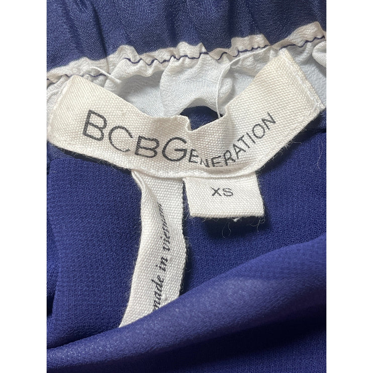 BCBGeneration Navy Blue White Striped Pocket Nautical Pencil Mini Skirt Size XS