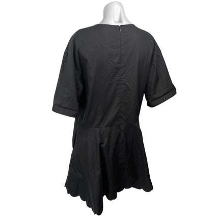 See By Chloe Women Black Short Sleeve Ruffle Drop Waist Shift Mini Dress Size 14