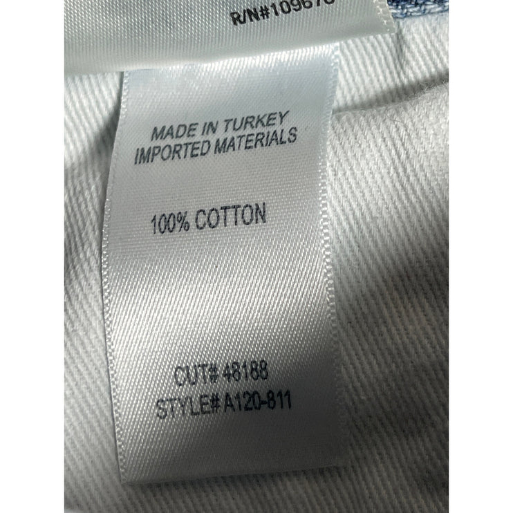 Agolde Blue Light Wash High Rise Frayed Raw Hem Cutoff Boyfriend Denim Shorts 25