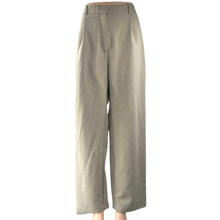 Abercrombie & Fitch Cream White High Waisted Wide Leg Trousers Dress Pants Sz 33