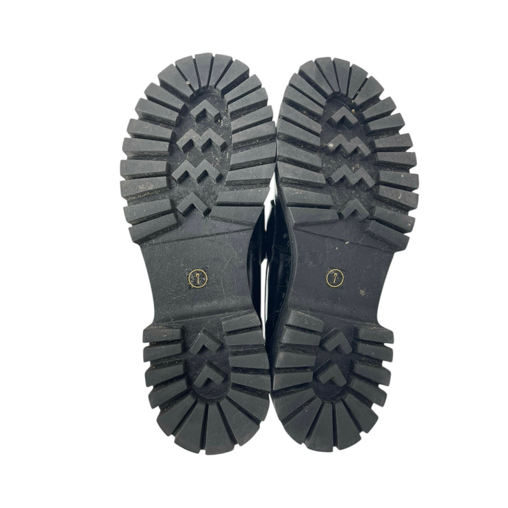 Steve Madden Lando Black Leather Slip On Toe Chunky Platform Loafers Shoes 8M