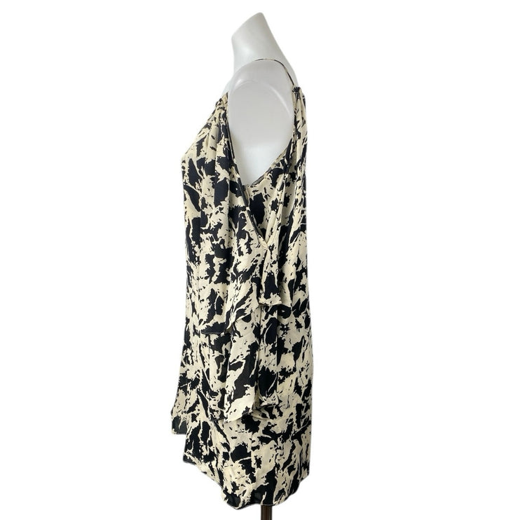 Parker 100% Silk Multicolor Cold Shoulder Long Sleeve Mini A-Line Dress Size S
