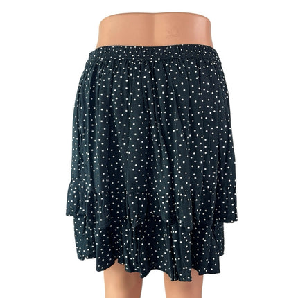 Abercrombie & Fitch Womens Black Polka Dot Elastic Waist Tiered Mini Skirt Sz M
