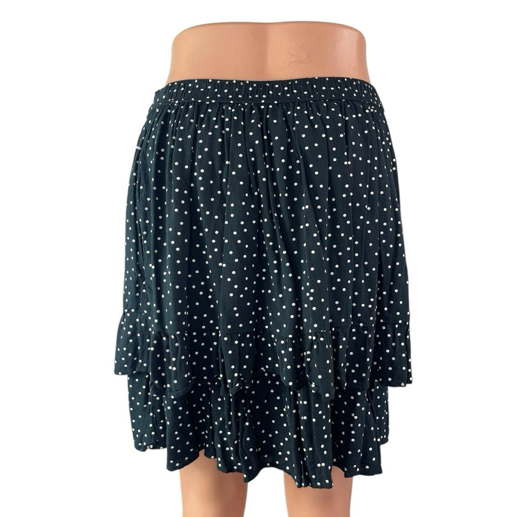 Abercrombie & Fitch Womens Black Polka Dot Elastic Waist Tiered Mini Skirt Sz M